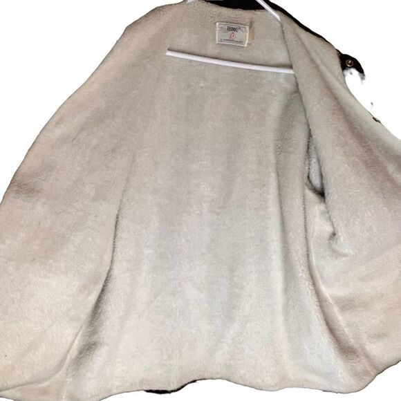 Vintage Bike brand black nylon snap up windbreaker cream faux fur lined collared - Picture 7 of 11